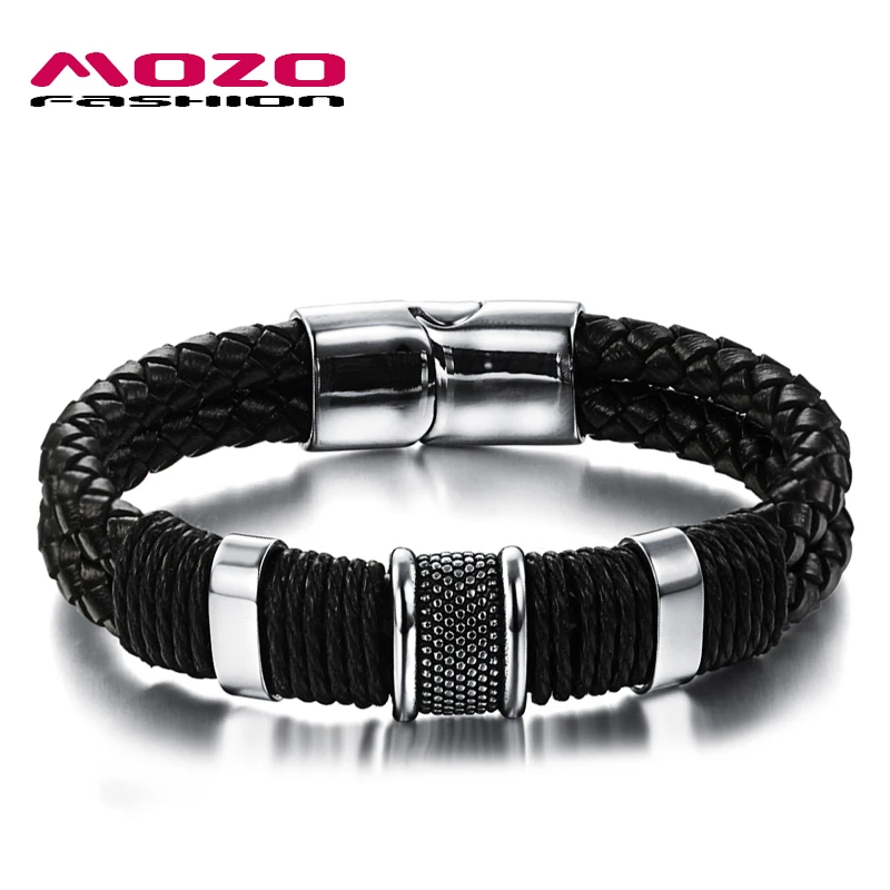 Wholesale 2016 new fashion fine jewelry tide men leather titanium steel bracelets male Vintage bracelet personality gifts MPH891