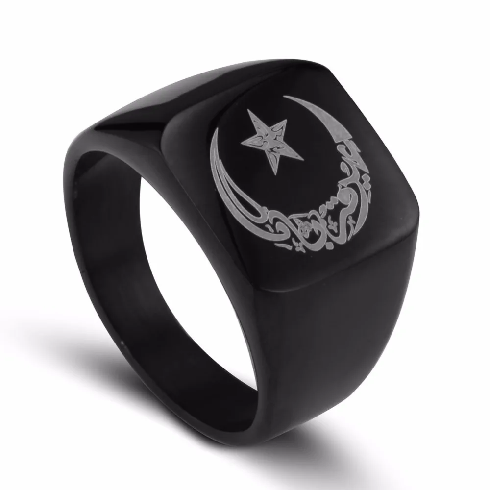 Bague musulmane en acier inoxydable pour hommes, anneau de couleur