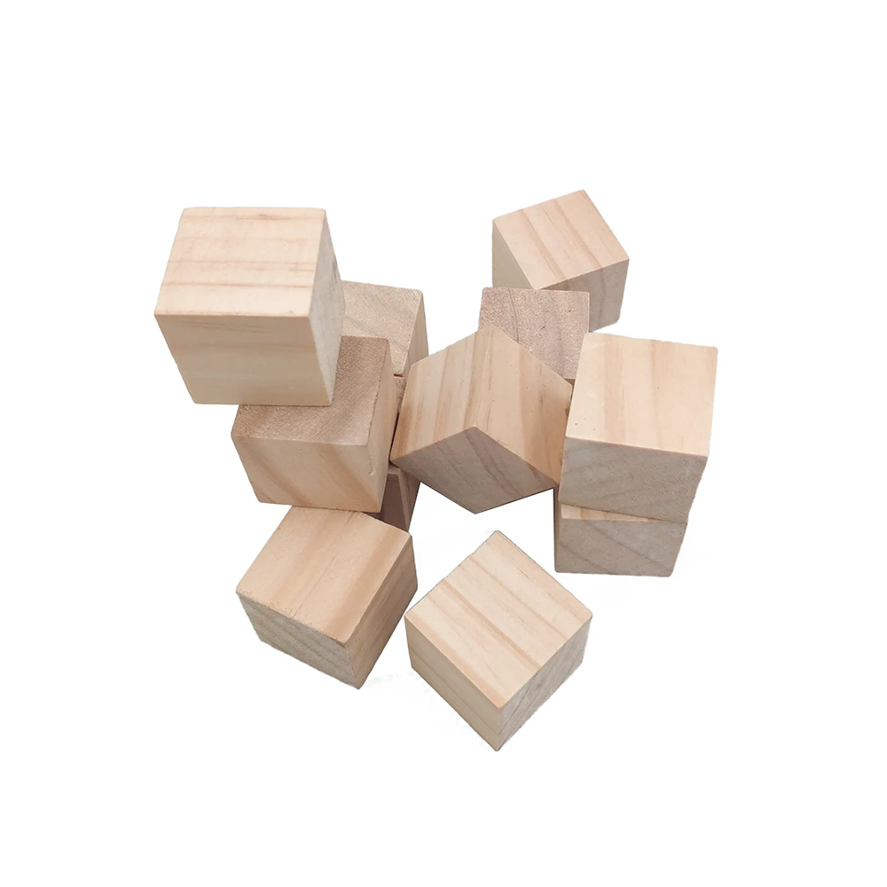 Ogquaton DIY Carpintería Artesanía Durable Cubos Cuadrados De Madera Cubos Naturales Bloque de Construcción de Madera para Niños Jugar Uso 20 Unids 
