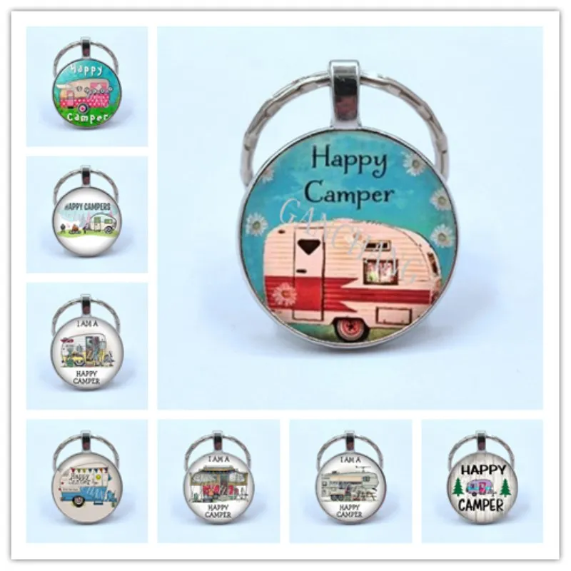 

2019 NEW Happy Camper - Handcrafted Pendant Keychain With Camper Charm Key ring