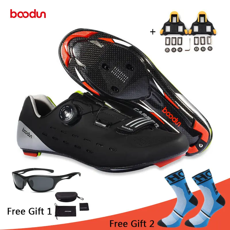 

Boodun Cycling Shoes Carbon Fiber Breathable Road Bike Self-Locking Bicycle Shoes Zapatillas Ciclismo Athletic Racing Sneakers