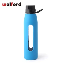 Творческий Силиконовые чашки стеклянный высококлассные стеклянная бутылка для занятий спортом, подарок, стеклянная изготовленным на заказ логосом изоляционная чаша