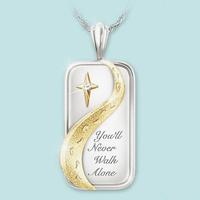

Shiny Footprint Elegant Gold Color Cross Pendant Necklace for Women Trendy Christian Jesus Chain Necklace Jewelry Gift O4M337