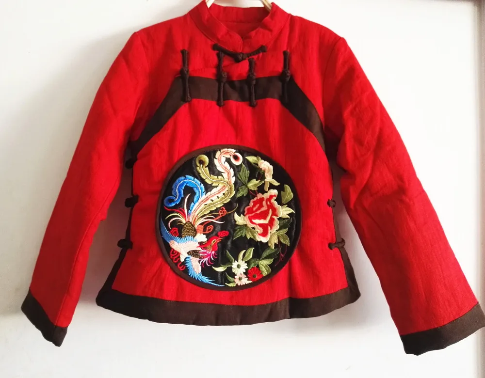 Chinoiserie Women s Cotton Padded Jacket retro frog embroidery Cotton Coat Female Slim Ladies Jackets Coats