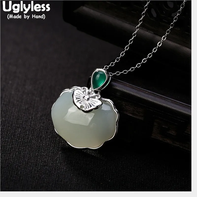 Jade Angel Sterling 925 Silver Sculptured Lotus Flower Natural Jade Gemstone Ring