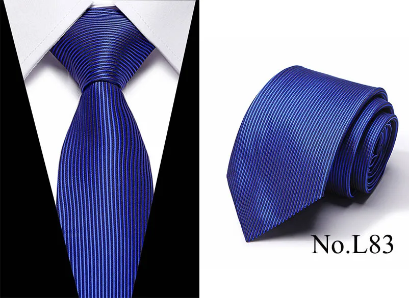 49 цветов Классический 7,5 см галстук для мужчин шелковый галстук роскошные полосатые тонкие галстуки для мужчин костюм галстук для свадебной вечеринки - Цвет: L83