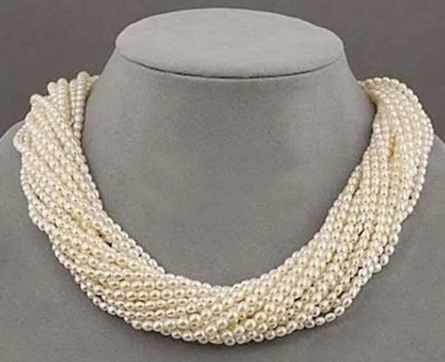 

very good NEW ARRIVE NATURAL 12 strands Very beautiful AAA+ south sea white PEARL NECKLACE Silver hook Wholesale Jewelry necklac