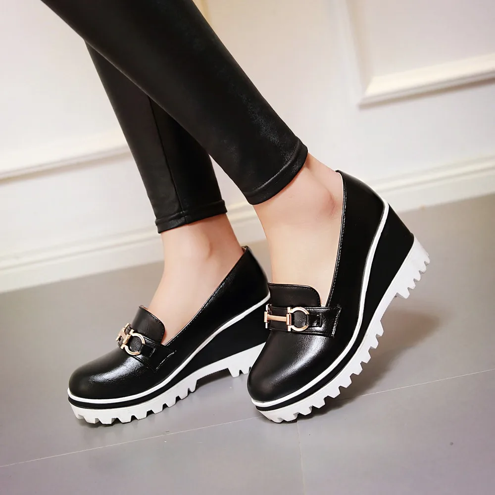 

2016 black red new fashion Casual Ladies Shoes Women Sexy Footwear Fashion Lady Female Platform wedges heel Sale Size 34-43