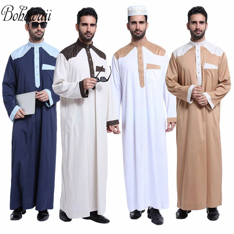 BOHOWAII мусульманская мужская одежда до щиколотки халаты с длинными рукавами jubba tobe Arab одежда для мужчин