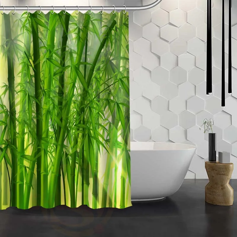 Пользовательские бамбуковые занавески для душа водонепроницаемая ткань Шторка для ванной WJY1.17