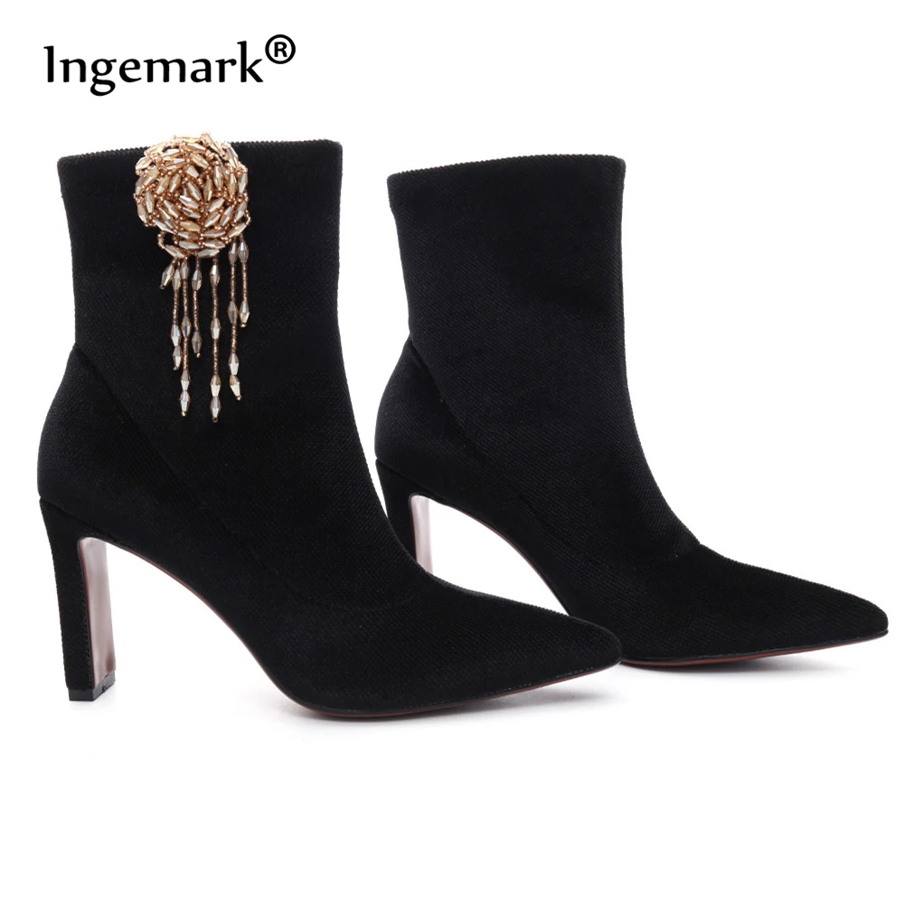 

Ingemark Bohemian Round Ball Beaded Anklet Shoe Buckle Elegant Multi layer Tassel Shoe Clips High Heel Shoe Decoration for Women