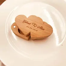 Персонализированные сердца свадебные кольца коробки на заказ форме сердца на День Валентина, обручальное деревянное кольцо несущей коробки, деревенские Свадебные кольца коробка