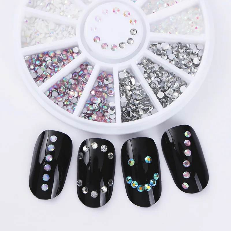 Стразы для ногтей 3D украшения для дизайна ногтей острая плоская подошва шпильки декор для ногтей для УФ-гель-лака маникюр в колесах