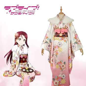 

[Customize] 2018 Love Live Sunshine! Aqours Sakurauchi Riko New Year Spring Kimono Cosplay Costume For Hallowmas Free Shipping.