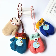 Зимние Детские теплые перчатки с милым рисунком, флисовые детские вязаные перчатки для мальчиков и девочек, варежки