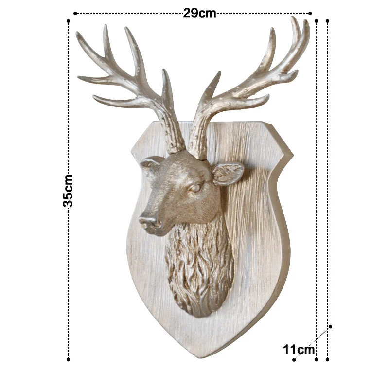 Европейский животное голова оленя слон подвесной стерео творческая гостиная Фреска домашний настенный фон для украшения изделия из смолы - Цвет: Champagne gold