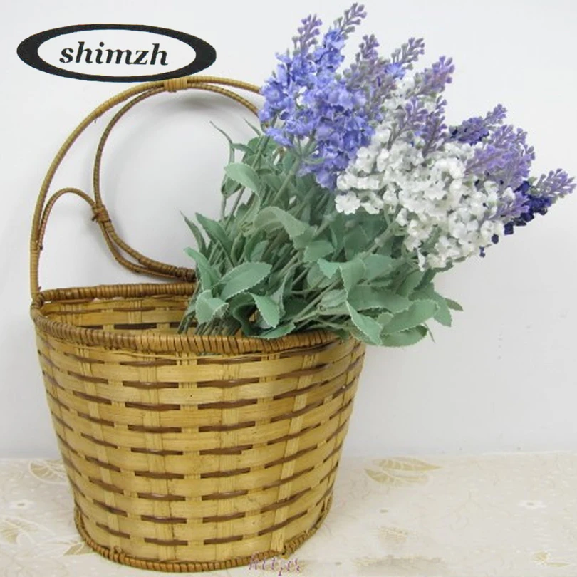 SHIMZH Bulk Artificial Lavender Flowers For Wedding 4Pcs/Lot Love Purple Lavender Flowers Vinyl Mural Decal Silk Fake Lavender