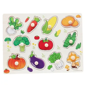 

Wooden Toy 10 Styles Hand Puzzles People Animals Recognition Puzzle For Children Montessori Baby Educational toys 1-3Y