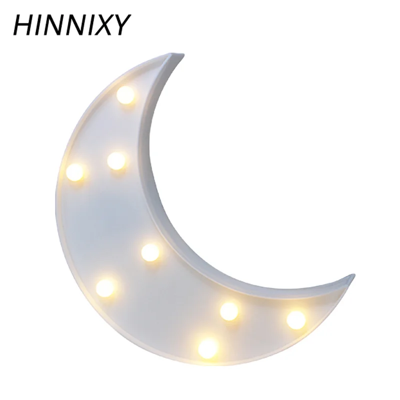 

Hinnixy LED Romantic Moon Shape Beside Night Light White Blue Decoration Atmosphere Lamp Children Sleep Lamps Battery Powered