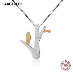 LARGERLOF Кулон Серебро 925 филиал ожерелья подвеска с черным коженным ремешком 925 пробы Серебряные ожерелья для Для женщин NE47703