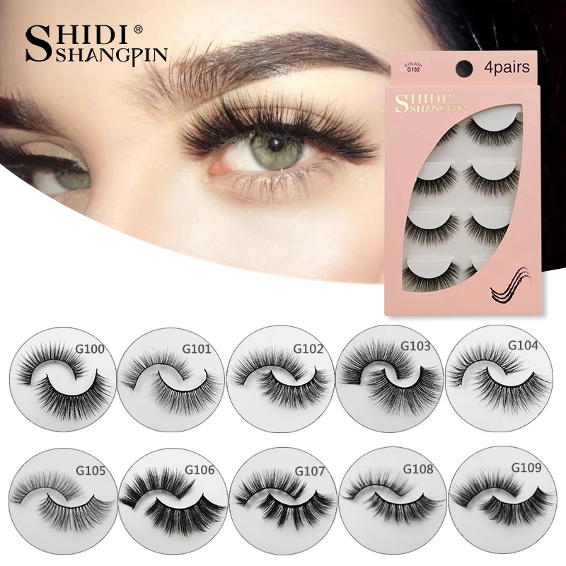 

Natrual long 3D Mink False Eyelashes wholesale 4 pairs 10 lots Fluffy Full Strip Lashes 3D Mink Lashes faux cils Soft Maquiagem