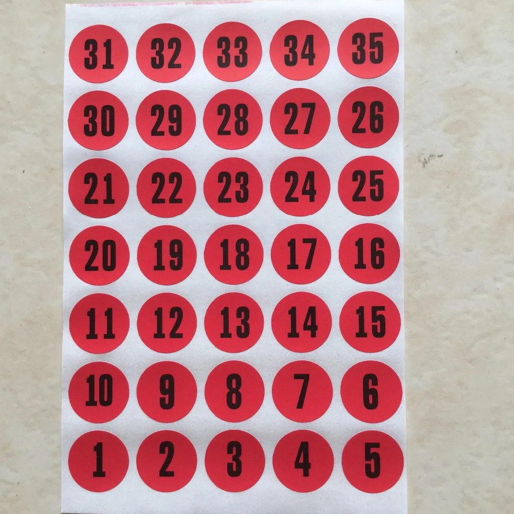 

100 sheet/lot, Diameter 16mm, 1 to 35 round self adhesive paper label sticker of classification, Item No.OF26