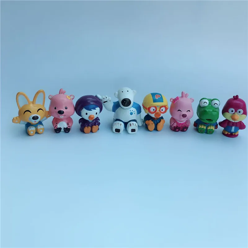 

5 pcs/lot PVC SQUINKIES Pororo Cartoon Series Action Figure Size 3cm Several Styles Random Mixed