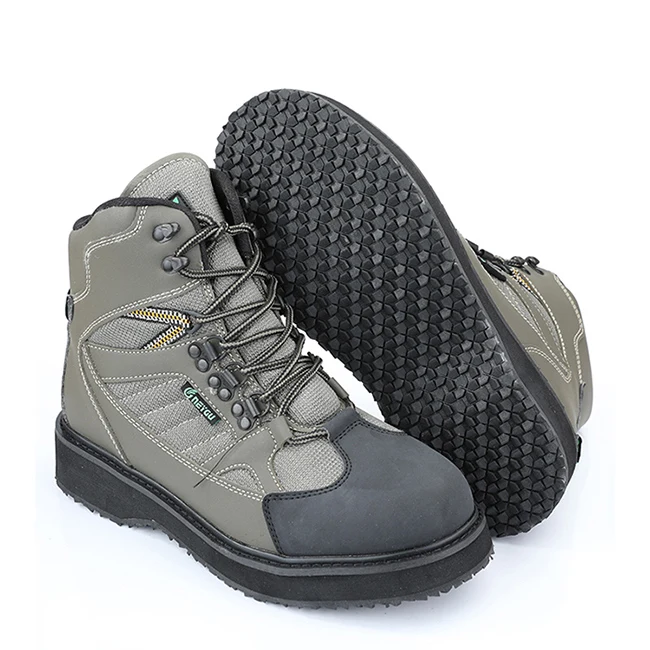 Дышащая обувь для рыбалки, болотные ботинки, ботинки с войлочной подошвой, быстросохнущие рыбацкие ботинки, охотничья обувь для болотников - Цвет: Solid Rubber Sole12