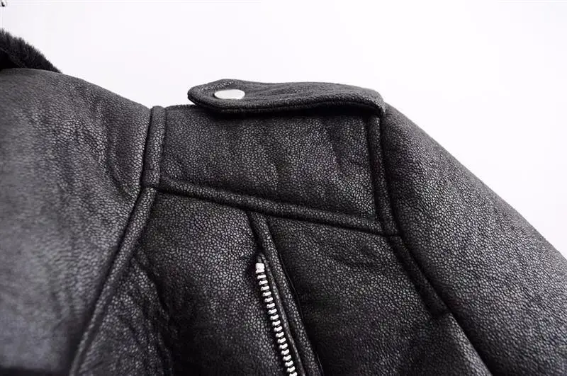 Высококачественное зимнее женское короткое пальто с искусственным мехом, утепленная мягкая кожаная куртка, Женская куртка