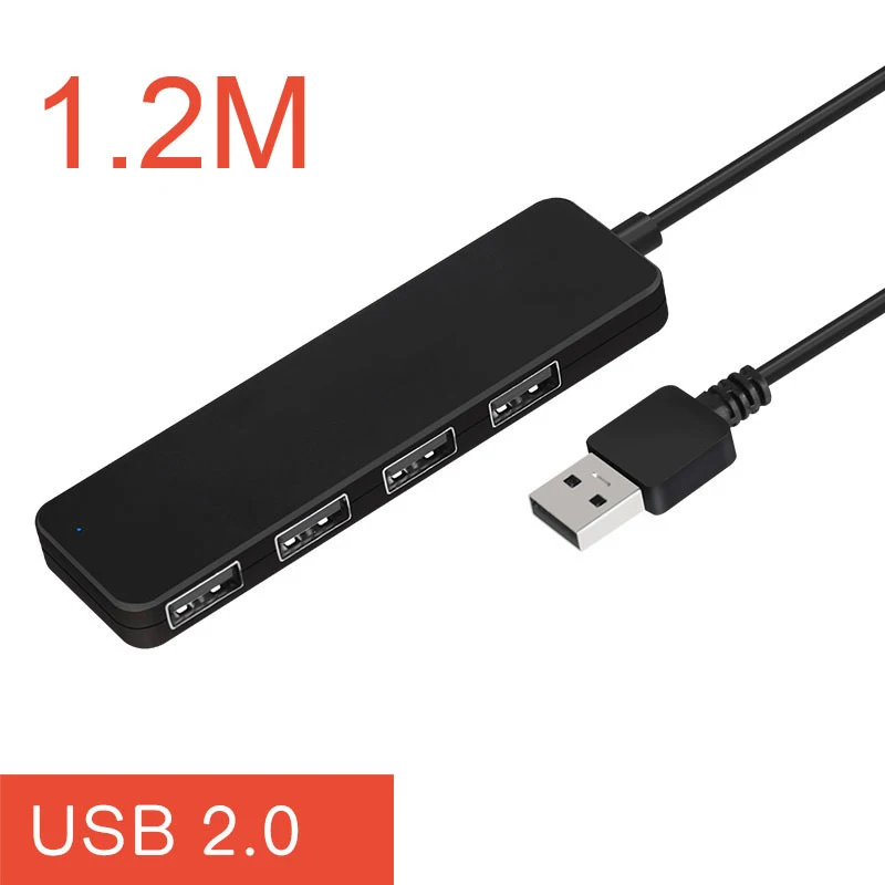 KuWFi usb-хаб с 4 портами Usb внешний разветвитель с микро портом Зарядка для компьютера аксессуары Imac НОУТБУК usb-хаб адаптер - Цвет: USB2.0 Cable 120cm