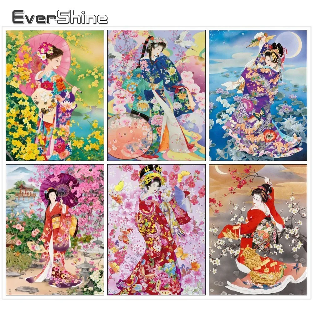 

Evershine Japanese Diamond Painting Classical Beauty Pictures Of Rhinestones Full Square Diamond Embroidery Wall Decoration
