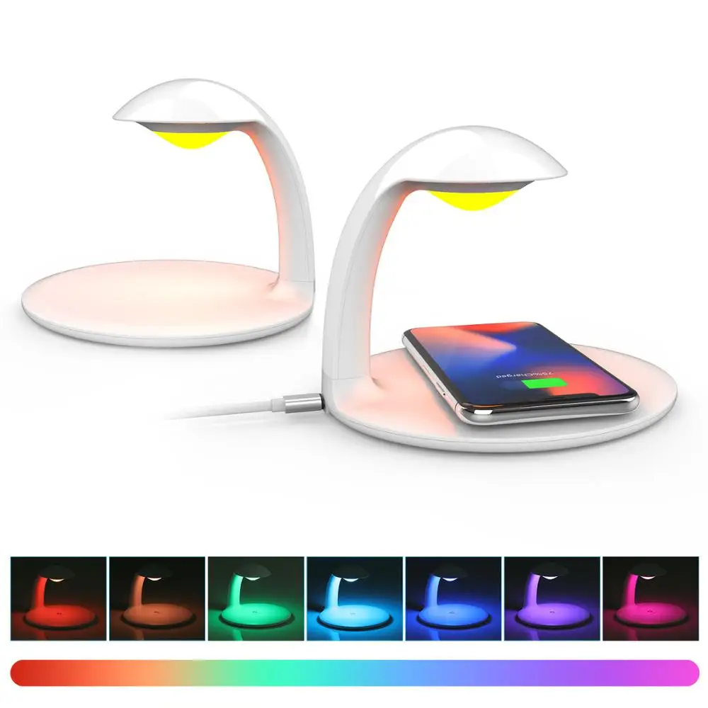 

10W quick Qi Wireless Charger LED Desk Lamp For iPhone X 8 Fast Charging Pad For Samsung s9 Xiaomi Huawei P30 Pro Charger Stand