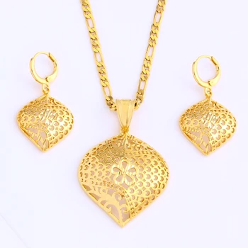 

Fansheng Fashion Copper Jewelry Set Pendant Earrings Ladies Gold Necklace Earrings Love Anniversary Gift