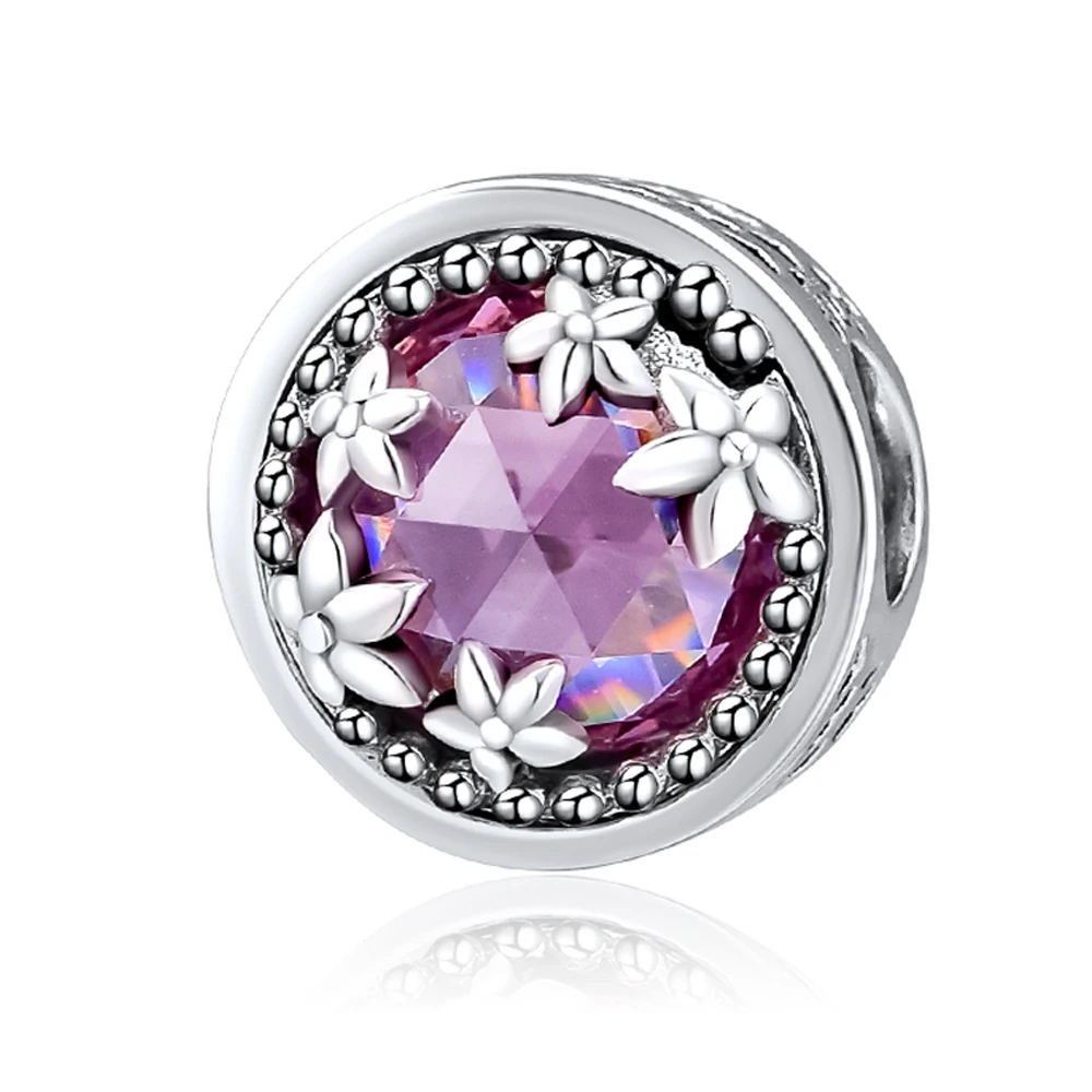 

Fandola CKK 100% 925 Sterling-Silver Dazzling Daisy Flower Pink Bead Fit Pandora Charms Bracelets Silver 925 Jewelry Making