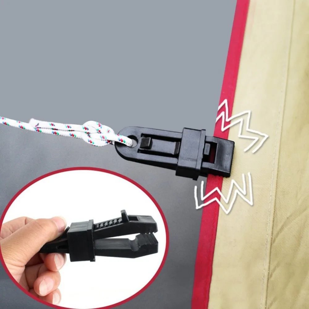 Tents Accessories Awning Wind Rope Clamp Awnings Plastic Clip Tent Pull Point Outdoor Camping Tent Alligator Clip Hook