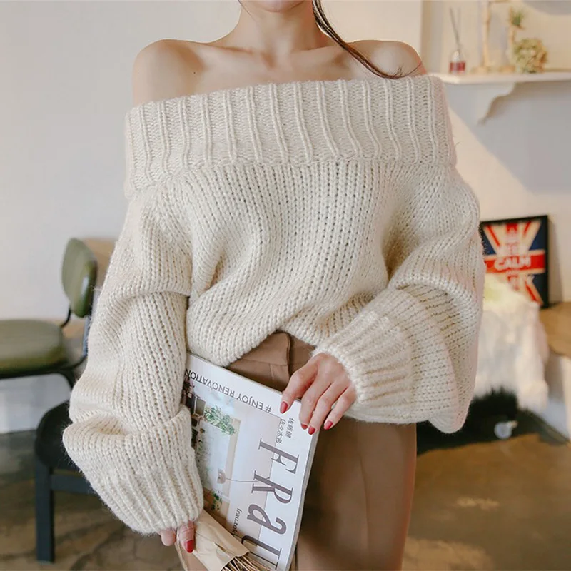 oversized off the shoulder sweater dress