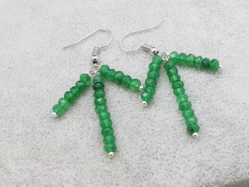 

one pair green jasper roundel faceted 4*2mm earrings FPPJ wholesale beads nature