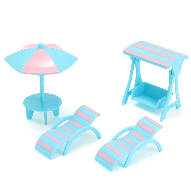 

Lovely 4Pcs/set Dolls House Furniture Plastic Beach Scene Set Miniature DIY Accessories For Kids Child Play Furniture Toy
