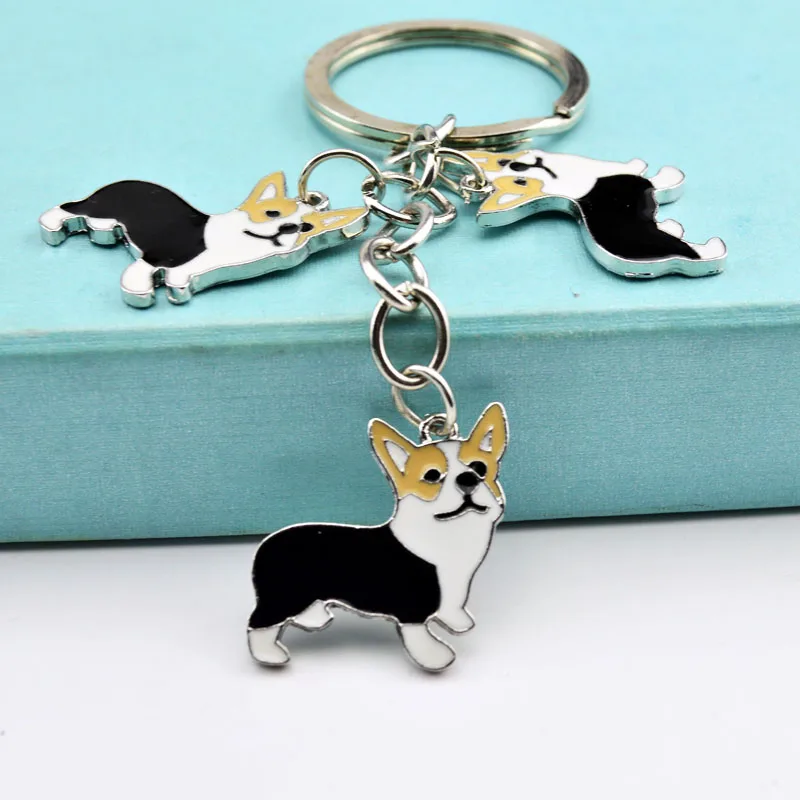 

Metal PET Key Chain welsh Corgi Dogs Key Ring Bag charm Wholesale Lovely Keychain Car Keyring gift Women Jewelry Drop shipping