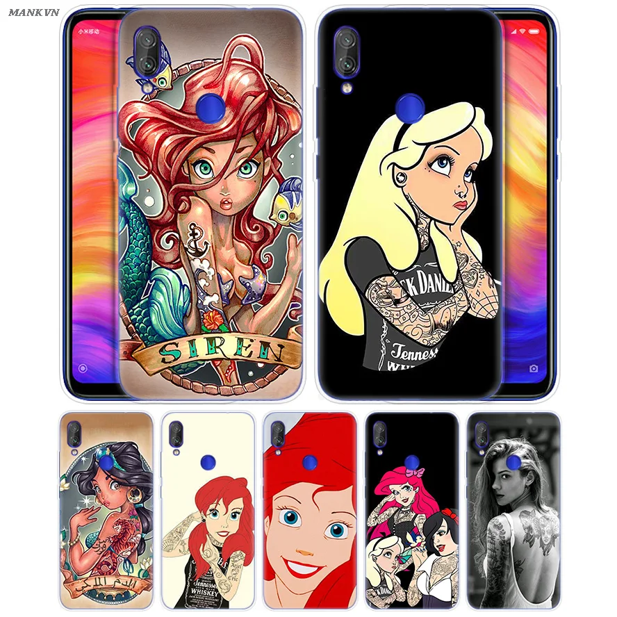 

Tattooed Alice Ariel Jasmine Cartoon Case for Xiaomi Mi Play 8 A2 6X Silicon Cover For Redmi 6 6A Note 7 6 5 4 4X Lite Pro Case