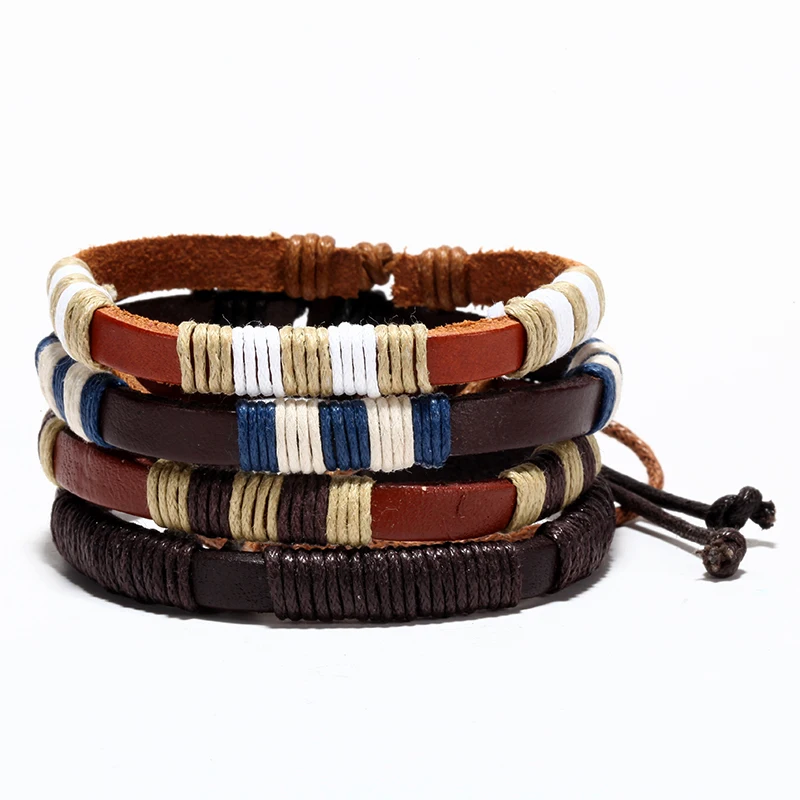 Mcllroy genuine leather bracelets rope belt chain wristband bangle adjustable trendy men bracelet jewelry joyeria dropshipping