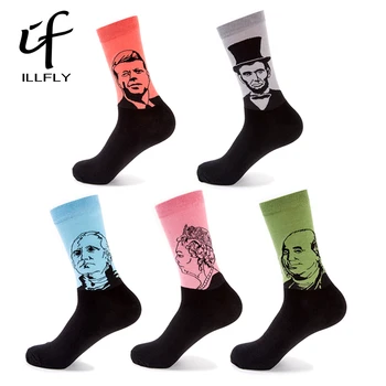 

5 Pairs Art Novelty Men's Funny Socks Meias Brand Short Happy Fancy Socks Cotton Van Gogh Colorful Casual Socks Size EU 40-45