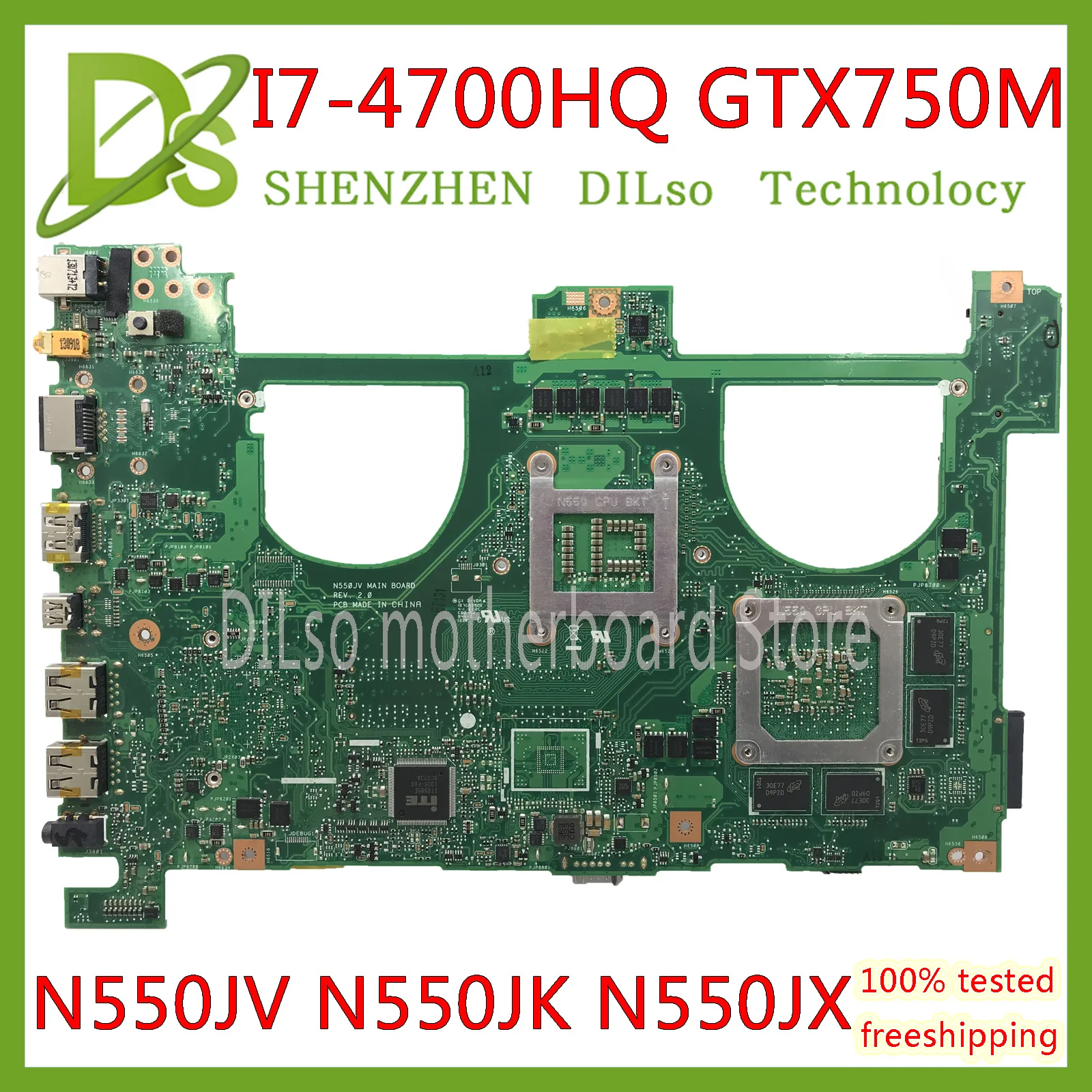 Cena KEFU N550JV dla ASUS N550jv N550JK N550J N550JX płyta główna laptopa i7 4700HQ GTX750 4GB GPU płyta główna Test nowa płyta główna