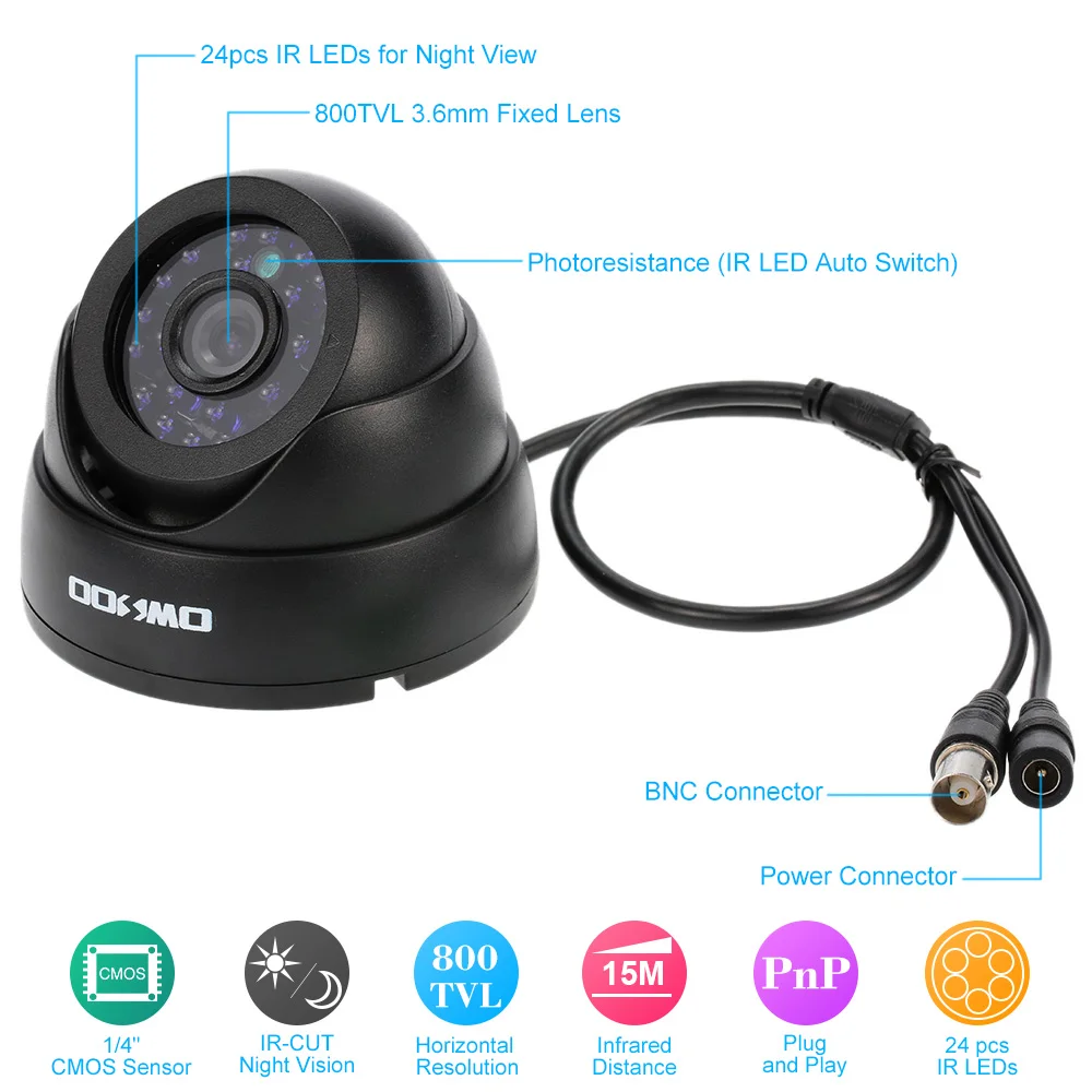 OWSOO 800TVL камера видеонаблюдения системы безопасности Полный 960 H/D1 4CH DVR HDMI P2P сети 4 шт. PnP ИК купольная камера комплект Евро