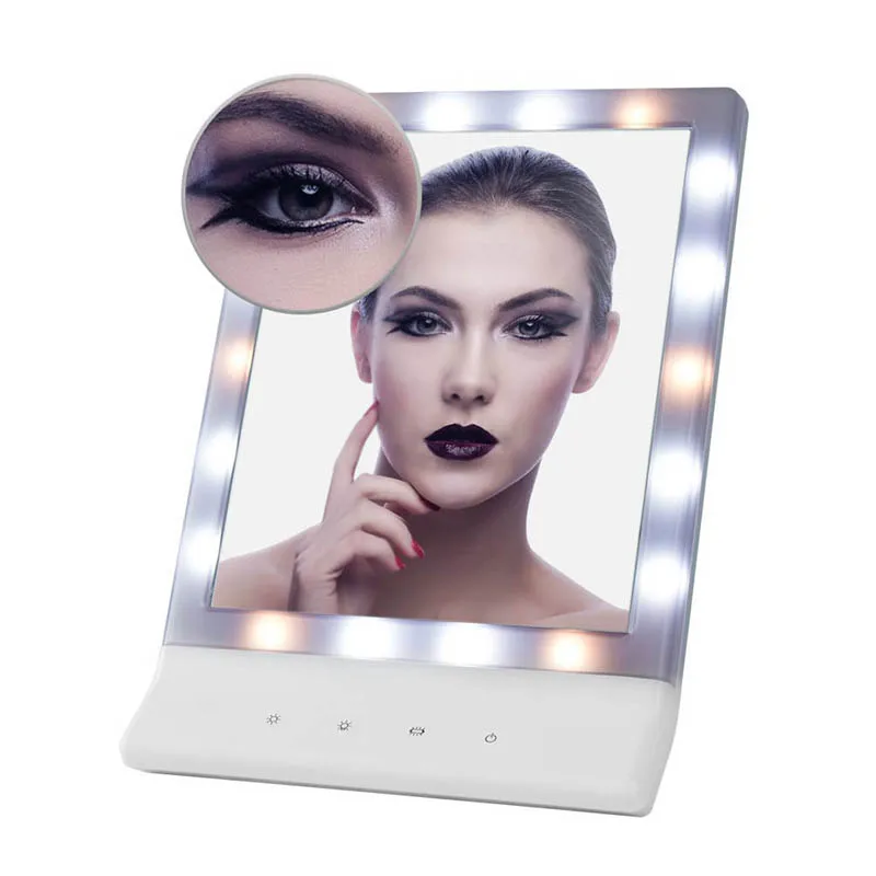 

Hot Sale LED Makeup Cosmetic Mirror Multiple Illumination Large Screen Wall Mount Mirror with 18 LED Light