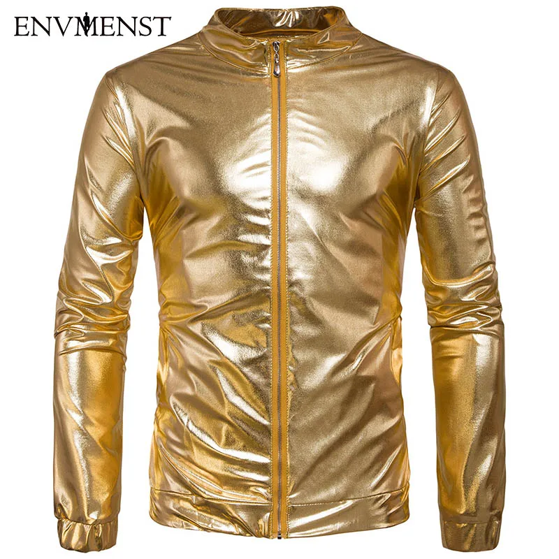 

2017 New Autumn Jackets Men Luxury Shiny Jacket Fashion Nightclub Clothing Glittering Silver Golden Jacket Coat Rockabilly Men