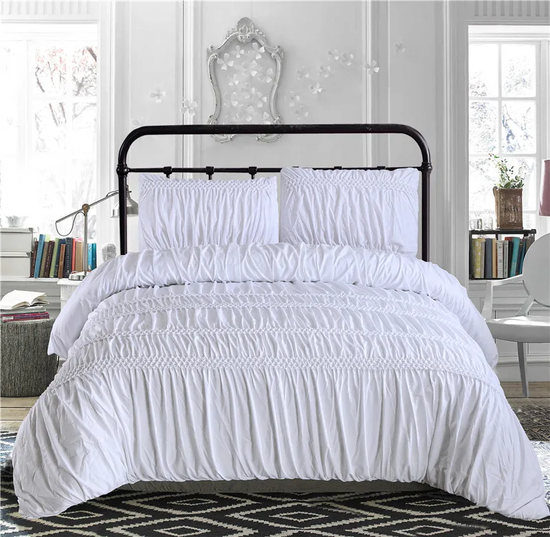 Brief White Grey Princess Ruched Duvet Cover Set Pinch Pleat 3