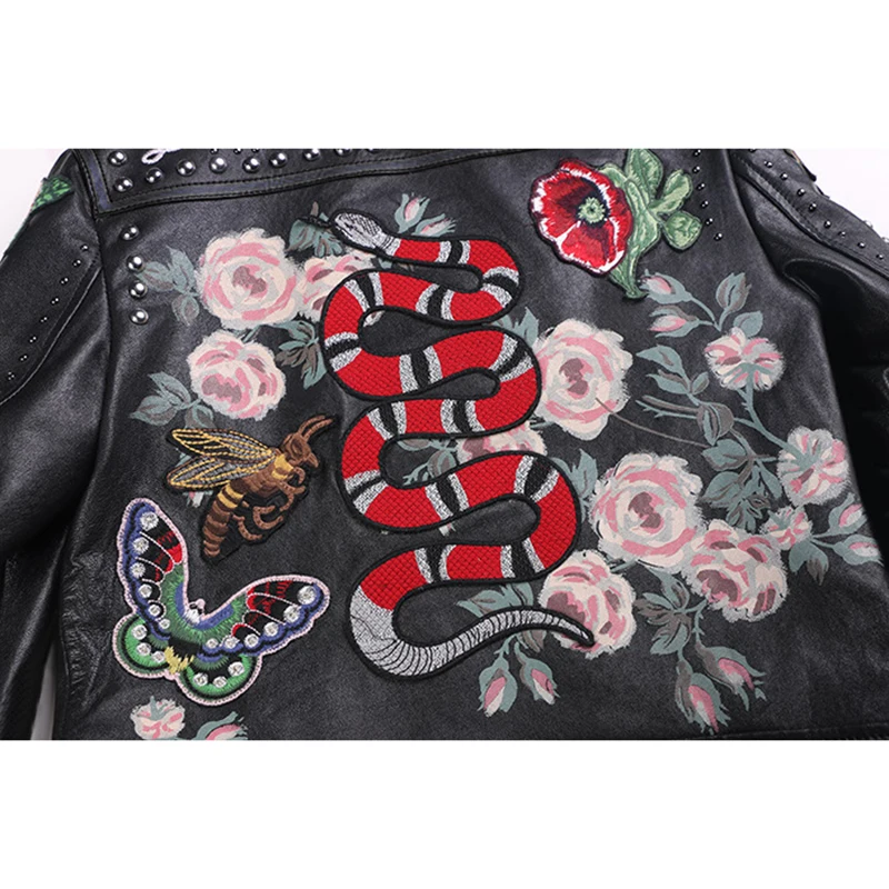 jacket High Quality jacket women Really Leather Women's Motorcycle Leather women jacket Handmade 200 Rivet leather coat