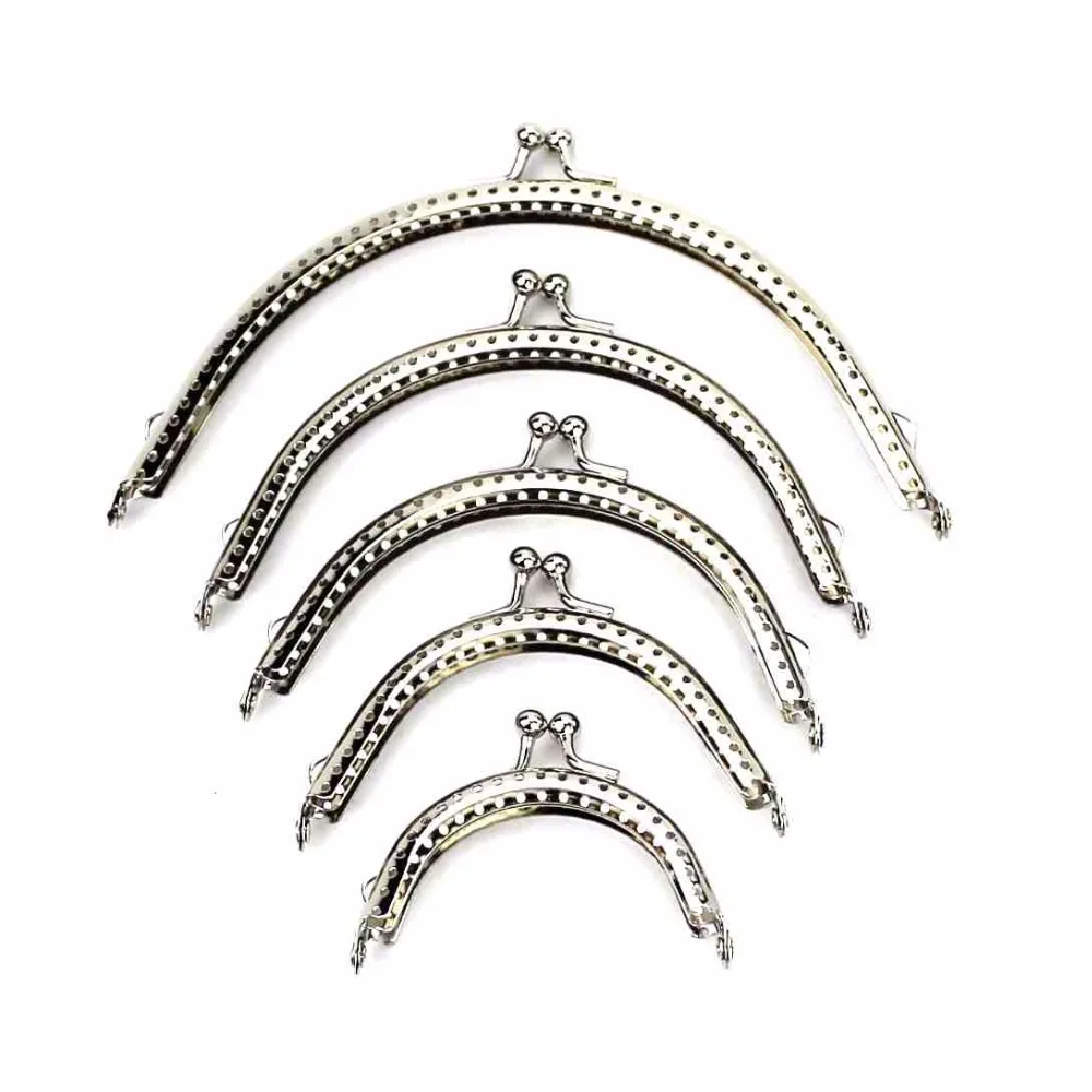 

20 pcs/lot 5 sizes Glossy Silver basic Arch Metal Purse Frame Kiss Clasp Lock DIY Bag Accessories 6.5/8.5/10.5/12.5/15.5CM