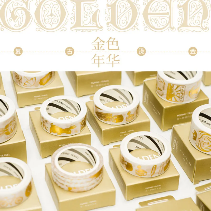 

1.5CM/2.3CM Wide Bright Golden Washi Tape Masking Tape Album Scrapbooking Decor School Supply Stationery Stick Label